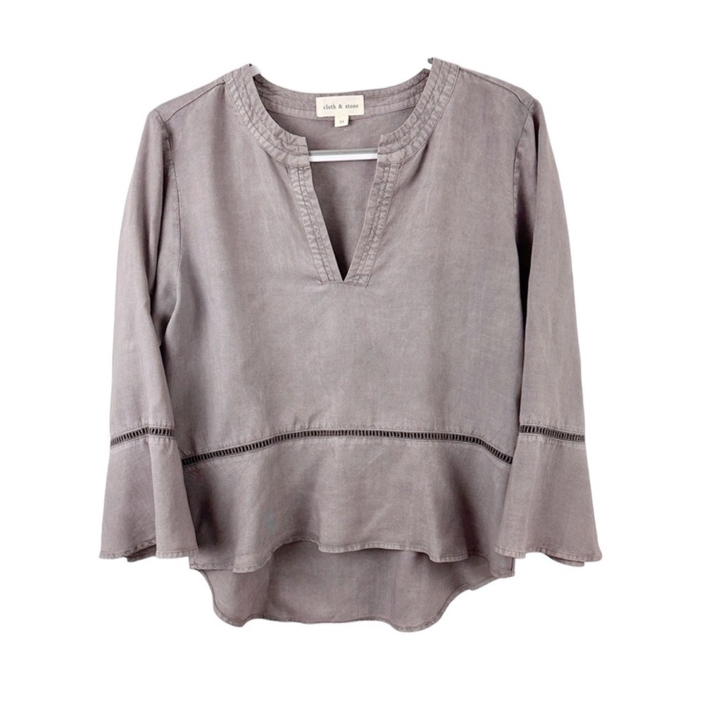 Cloth & Stone V-Neck Tencel Hi Lo Blouse